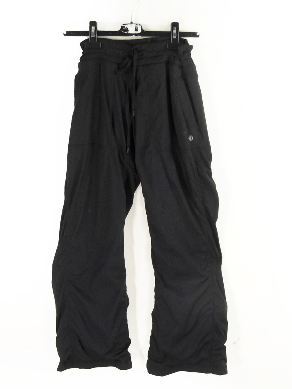 Lululemon Black Subtle Pinstripe Ruched Dance Studio Pants Parachute Vintage